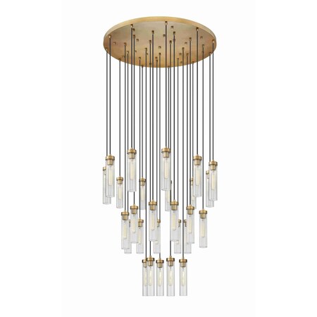 Z-Lite Beau Chandelier, 27-Light, 36 In.W x 12.75 In.H, Rubbed Brass/Clear 740P-27R-RB
